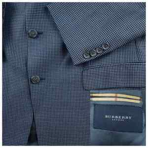 Burberry Blazer Sport Coat Mens 42R Kensington Classic Fit Wool Gingham USA Blue